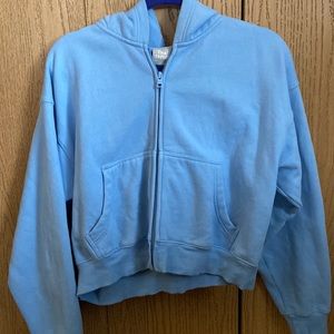 TNA Cozy Fleece Crop Zip Up Hoodie